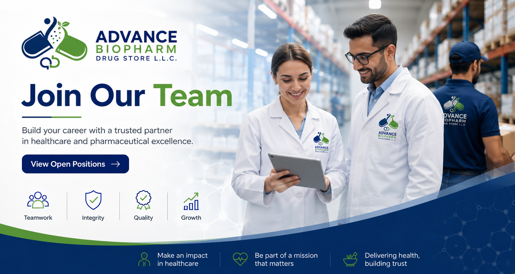 Advance Biopharm careers and warehouse team